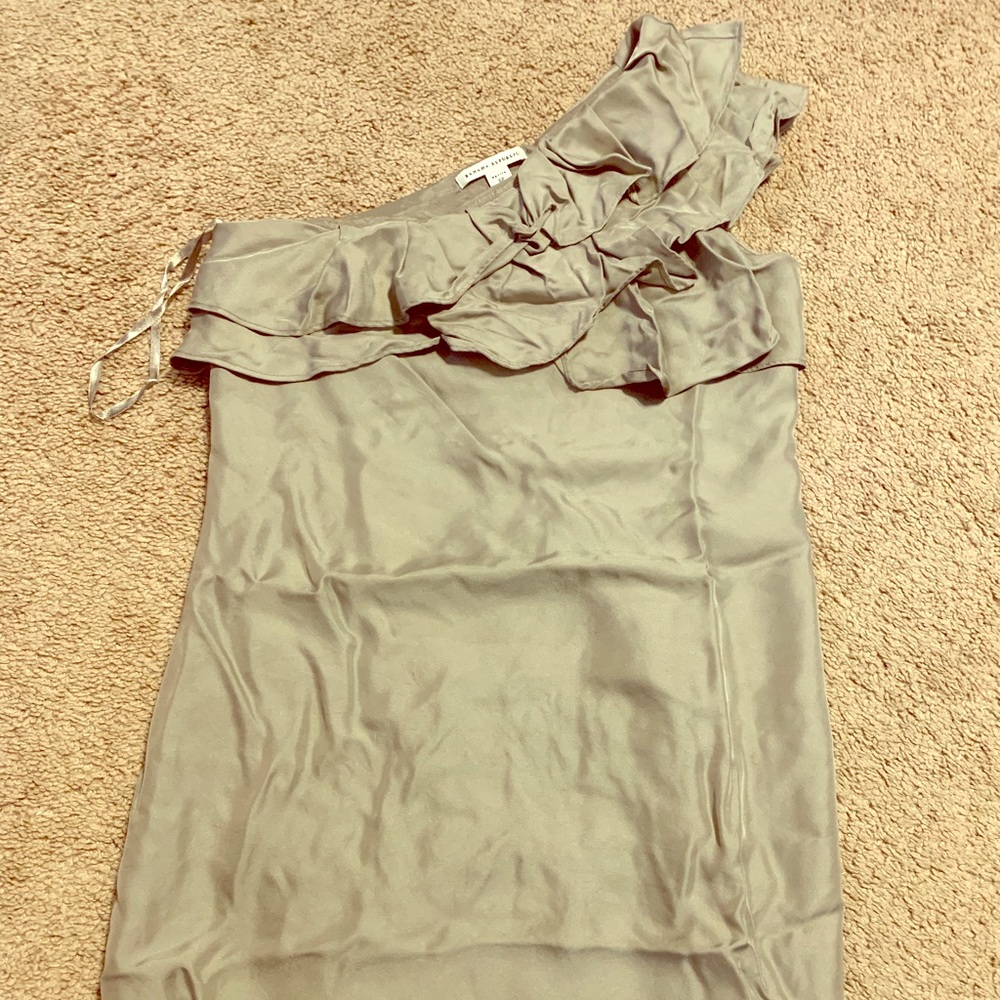 Banana Republic Gray Silk One Shoulder Dress